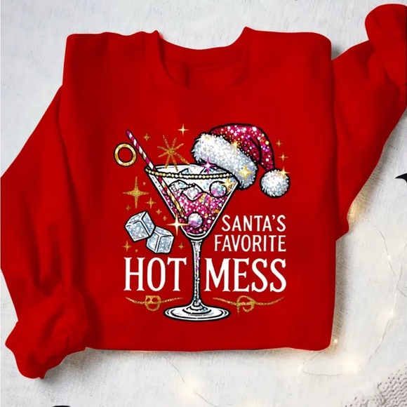 Tops - Red Santa's Favorite Hot Mess Sweatshirt